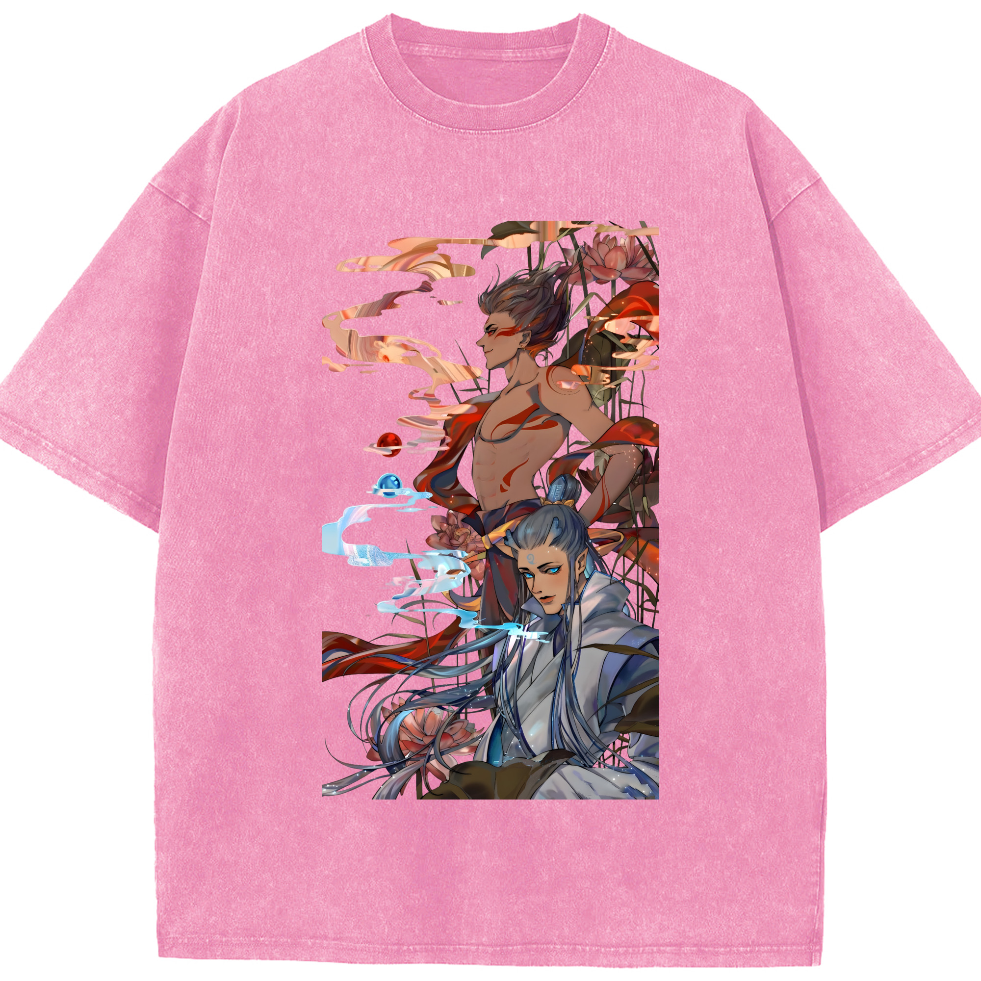 （画像用） Ne Zha 2 ナタ 魔童の大暴れ 綿100% ヴィンテージ風 半袖Tシャツ（フロントプリント）